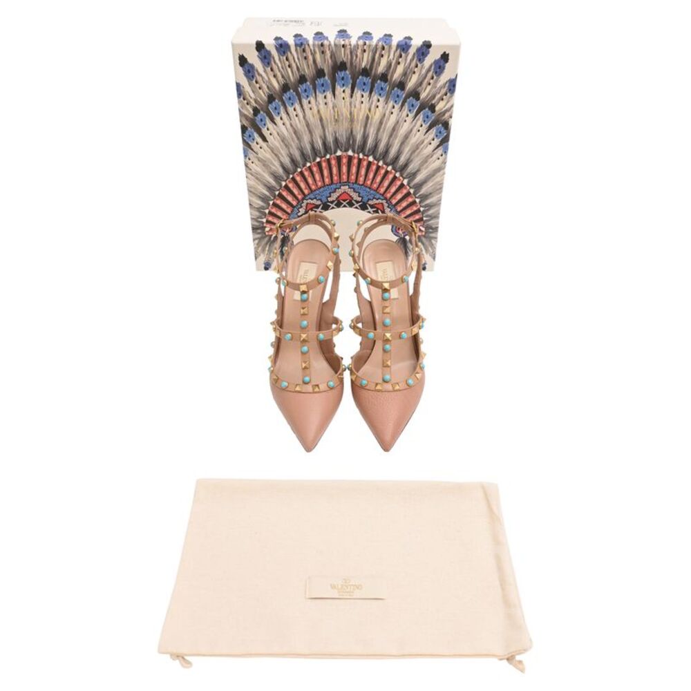 Valentino Garavani Rockstud Ankle Strap Pumps in Beige - Picture 8 of 8